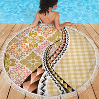 Aloha Vintage Palaka Floral Hawaiian Quilt Beach Blanket Melemele Motif - Polynesian Pride