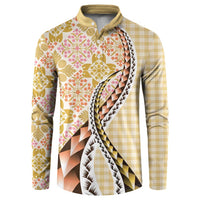 Aloha Vintage Palaka Floral Hawaiian Quilt Button Sweatshirt Melemele Motif - Polynesian Pride