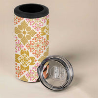 Aloha Vintage Palaka Floral Hawaiian Quilt 4 in 1 Can Cooler Tumbler Melemele Motif - Polynesian Pride