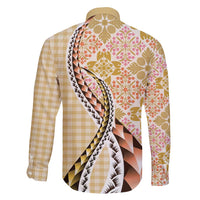 Aloha Vintage Palaka Floral Hawaiian Quilt Family Matching Puletasi and Hawaiian Shirt Melemele Motif - Polynesian Pride