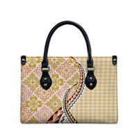 Aloha Vintage Palaka Floral Hawaiian Quilt Leather Bag Melemele Motif - Polynesian Pride