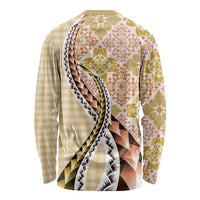 Aloha Vintage Palaka Floral Hawaiian Quilt Long Sleeve Shirt Melemele Motif - Polynesian Pride