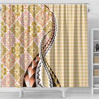 Aloha Vintage Palaka Floral Hawaiian Quilt Shower Curtain Melemele Motif - Polynesian Pride