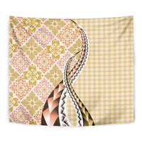 Aloha Vintage Palaka Floral Hawaiian Quilt Tapestry Melemele Motif - Polynesian Pride