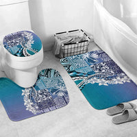 Aloha Vintage Plumeria Hawaiian Tapa Pattern Bathroom Set Blue Hawaiian Tapa Pattern - Polynesian Pride