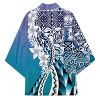 Aloha Vintage Plumeria Hawaiian Tapa Pattern Kimono Blue Hawaiian Tapa Pattern - Polynesian Pride