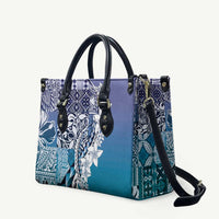Aloha Vintage Plumeria Hawaiian Tapa Pattern Leather Bag Blue Hawaiian Tapa Pattern - Polynesian Pride