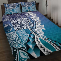 Aloha Vintage Plumeria Hawaiian Tapa Pattern Quilt Bed Set Blue Hawaiian Tapa Pattern - Polynesian Pride