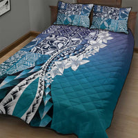 Aloha Vintage Plumeria Hawaiian Tapa Pattern Quilt Bed Set Blue Hawaiian Tapa Pattern - Polynesian Pride