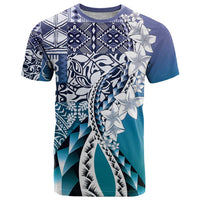 Aloha Vintage Plumeria Hawaiian Tapa Pattern T Shirt Blue Hawaiian Tapa Pattern - Polynesian Pride