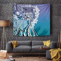 Aloha Vintage Plumeria Hawaiian Tapa Pattern Tapestry Blue Hawaiian Tapa Pattern - Polynesian Pride