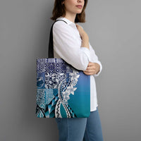 Aloha Vintage Plumeria Hawaiian Tapa Pattern Tote Bag Blue Hawaiian Tapa Pattern - Polynesian Pride