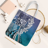 Aloha Vintage Plumeria Hawaiian Tapa Pattern Tote Bag Blue Hawaiian Tapa Pattern - Polynesian Pride