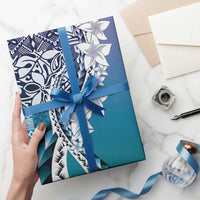 Aloha Vintage Plumeria Hawaiian Tapa Pattern Wrapping Paper Blue Hawaiian Tapa Pattern - Polynesian Pride