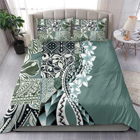 Aloha Vintage Plumeria Hawaiian Tapa Pattern Bedding Set Dark Turquoise Hawaiian Tapa Pattern - Polynesian Pride