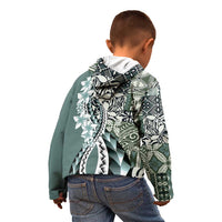 Aloha Vintage Plumeria Hawaiian Tapa Pattern Kid Hoodie Dark Turquoise Hawaiian Tapa Pattern - Polynesian Pride