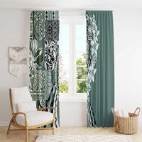 Aloha Vintage Plumeria Hawaiian Tapa Pattern Window Curtain Dark Turquoise Hawaiian Tapa Pattern - Polynesian Pride