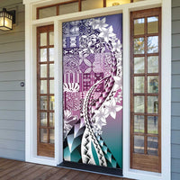 Aloha Vintage Plumeria Hawaiian Tapa Pattern Door Cover Gradient Hawaiian Tapa Pattern - Polynesian Pride
