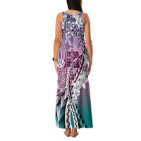 Aloha Vintage Plumeria Hawaiian Tapa Pattern Family Matching Tank Maxi Dress and Hawaiian Shirt Gradient Hawaiian Tapa Pattern LT9 - Polynesian Pride