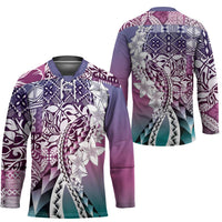 Aloha Vintage Plumeria Hawaiian Tapa Pattern Hockey Jersey Gradient Hawaiian Tapa Pattern - Polynesian Pride