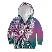 Aloha Vintage Plumeria Hawaiian Tapa Pattern Kid Hoodie Gradient Hawaiian Tapa Pattern - Polynesian Pride