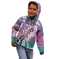 Aloha Vintage Plumeria Hawaiian Tapa Pattern Kid Hoodie Gradient Hawaiian Tapa Pattern - Polynesian Pride