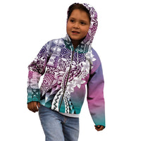 Aloha Vintage Plumeria Hawaiian Tapa Pattern Kid Hoodie Gradient Hawaiian Tapa Pattern - Polynesian Pride
