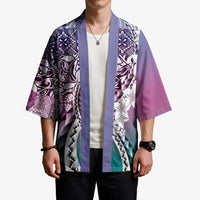 Aloha Vintage Plumeria Hawaiian Tapa Pattern Kimono Gradient Hawaiian Tapa Pattern - Polynesian Pride