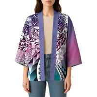 Aloha Vintage Plumeria Hawaiian Tapa Pattern Kimono Gradient Hawaiian Tapa Pattern - Polynesian Pride