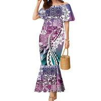Aloha Vintage Plumeria Hawaiian Tapa Pattern Mermaid Dress Gradient Hawaiian Tapa Pattern - Polynesian Pride