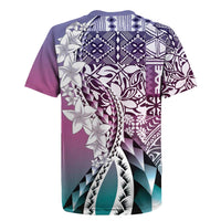 Aloha Vintage Plumeria Hawaiian Tapa Pattern Rugby Jersey Gradient Hawaiian Tapa Pattern - Polynesian Pride