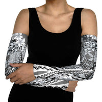 Aloha Vintage Plumeria Hawaiian Tapa Pattern Arm Sleeves Gray Hawaiian Tapa Pattern - Polynesian Pride