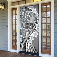 Aloha Vintage Plumeria Hawaiian Tapa Pattern Door Cover Gray Hawaiian Tapa Pattern - Polynesian Pride