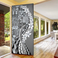 Aloha Vintage Plumeria Hawaiian Tapa Pattern Door Cover Gray Hawaiian Tapa Pattern - Polynesian Pride