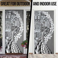 Aloha Vintage Plumeria Hawaiian Tapa Pattern Door Cover Gray Hawaiian Tapa Pattern - Polynesian Pride