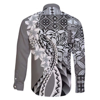 Aloha Vintage Plumeria Hawaiian Tapa Pattern Family Matching Summer Maxi Dress and Hawaiian Shirt Gray Hawaiian Tapa Pattern - Polynesian Pride