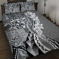 Aloha Vintage Plumeria Hawaiian Tapa Pattern Quilt Bed Set Gray Hawaiian Tapa Pattern - Polynesian Pride