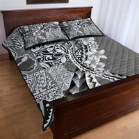 Aloha Vintage Plumeria Hawaiian Tapa Pattern Quilt Bed Set Gray Hawaiian Tapa Pattern - Polynesian Pride