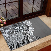 Aloha Vintage Plumeria Hawaiian Tapa Pattern Rubber Doormat Gray Hawaiian Tapa Pattern - Polynesian Pride