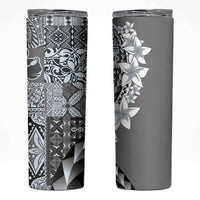 Aloha Vintage Plumeria Hawaiian Tapa Pattern Skinny Tumbler Gray Hawaiian Tapa Pattern - Polynesian Pride