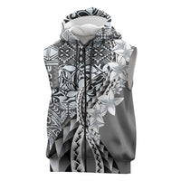 Aloha Vintage Plumeria Hawaiian Tapa Pattern Sleeveless Zip Hoodie Gray Hawaiian Tapa Pattern LT9