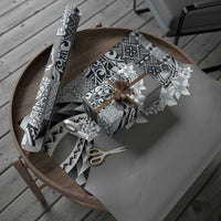 Aloha Vintage Plumeria Hawaiian Tapa Pattern Wrapping Paper Gray Hawaiian Tapa Pattern - Polynesian Pride