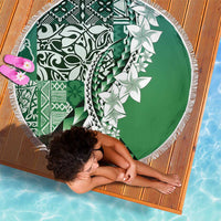 Aloha Vintage Plumeria Hawaiian Tapa Pattern Beach Blanket Green Hawaiian Tapa Pattern - Polynesian Pride
