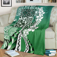 Aloha Vintage Plumeria Hawaiian Tapa Pattern Blanket Green Hawaiian Tapa Pattern - Polynesian Pride