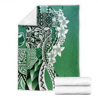 Aloha Vintage Plumeria Hawaiian Tapa Pattern Blanket Green Hawaiian Tapa Pattern - Polynesian Pride