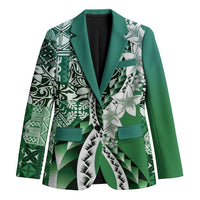 Aloha Vintage Plumeria Hawaiian Tapa Pattern Blazer Green Hawaiian Tapa Pattern - Polynesian Pride