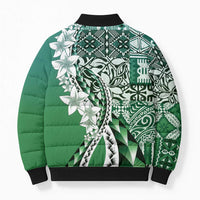 Aloha Vintage Plumeria Hawaiian Tapa Pattern Bomber Puffer Jacket Green Hawaiian Tapa Pattern - Polynesian Pride