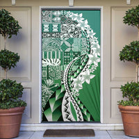Aloha Vintage Plumeria Hawaiian Tapa Pattern Door Cover Green Hawaiian Tapa Pattern - Polynesian Pride