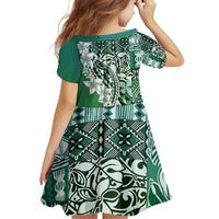Aloha Vintage Plumeria Hawaiian Tapa Pattern Family Matching Long Sleeve Bodycon Dress and Hawaiian Shirt Green Hawaiian Tapa Pattern LT9 - Polynesian Pride
