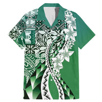 Aloha Vintage Plumeria Hawaiian Tapa Pattern Family Matching Mermaid Dress and Hawaiian Shirt Green Hawaiian Tapa Pattern LT9 Dad's Shirt - Short Sleeve Green - Polynesian Pride